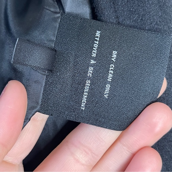 Cole Hann | Black Wool Trench Coat with Leather Trim Women’s 3X - Picture 11 of 16